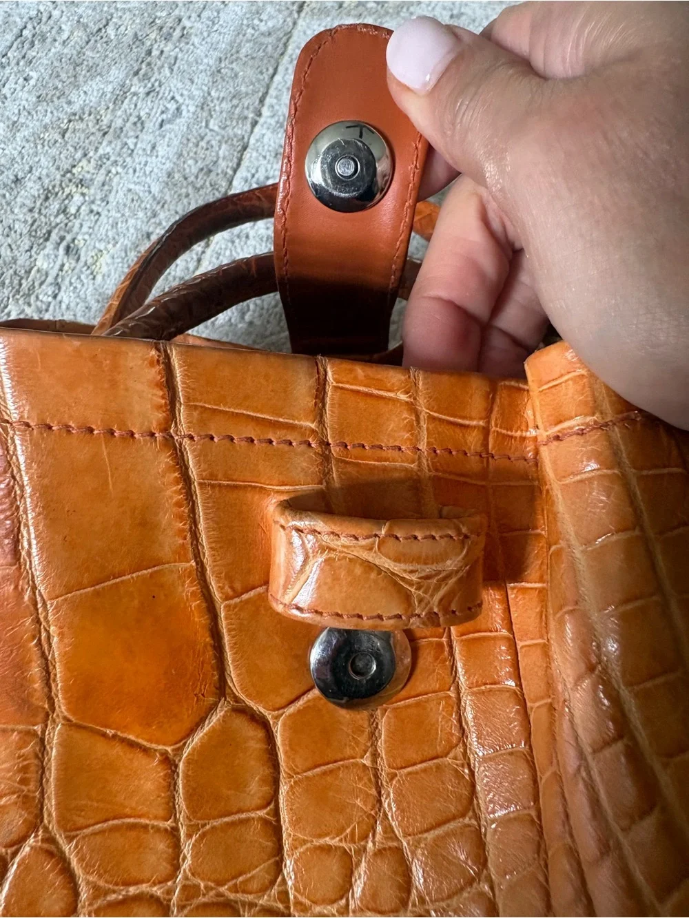 Colombo Via Della Spiga Orange Crocodile Leather Bag